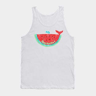 Cute Nantucket Whale Watercolor Watermelon Tank Top